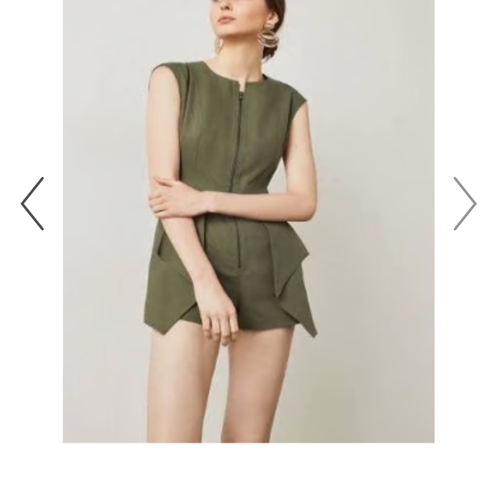 Bcbg Green Front Zip Romper With Cute Pleats